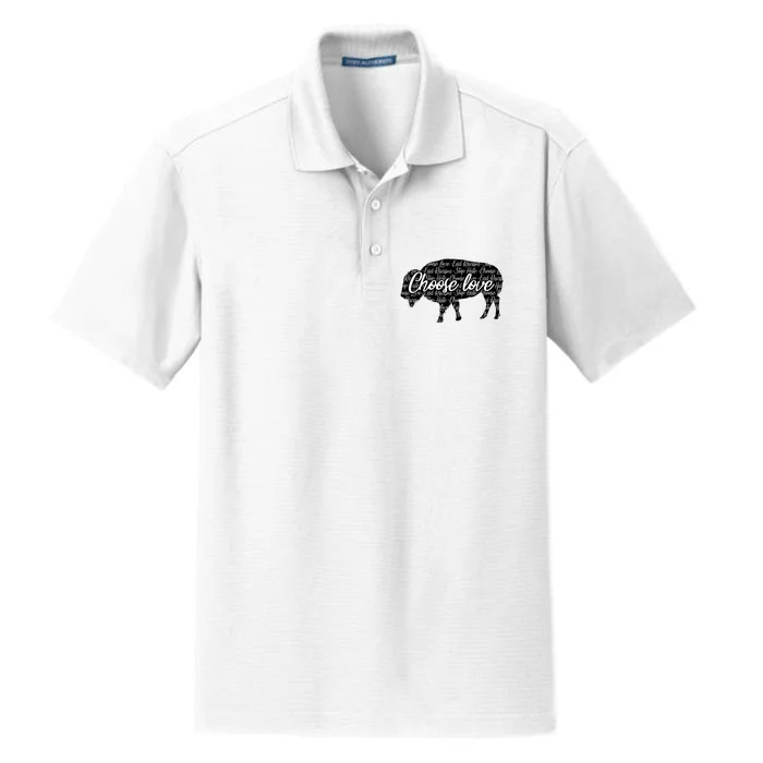 Choose Love Buffalo Dry Zone Grid Performance Polo