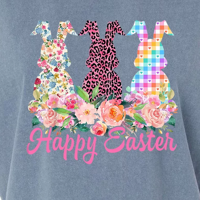 Cute Leopard Bunny Spring Hunt Eggs Rabbit Happy Easter Day Garment-Dyed Women's Muscle Tee