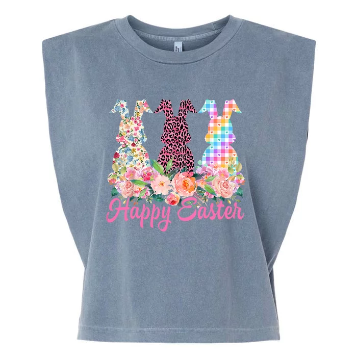 Cute Leopard Bunny Spring Hunt Eggs Rabbit Happy Easter Day Garment-Dyed Women's Muscle Tee