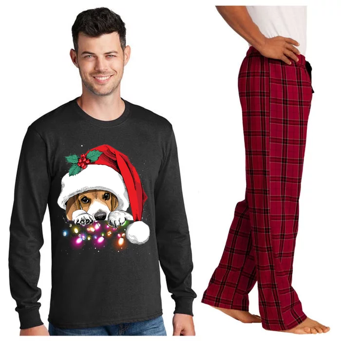 Christmas Lights Beagle Funny Dog Xmas Cool Gift Long Sleeve Pajama Set