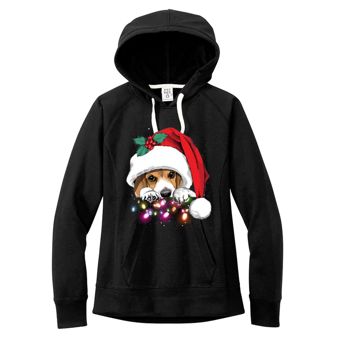 Christmas Lights Beagle Funny Dog Xmas Cool Gift Women's Fleece Hoodie