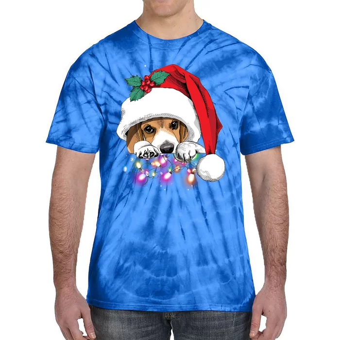 Christmas Lights Beagle Funny Dog Xmas Cool Gift Tie-Dye T-Shirt