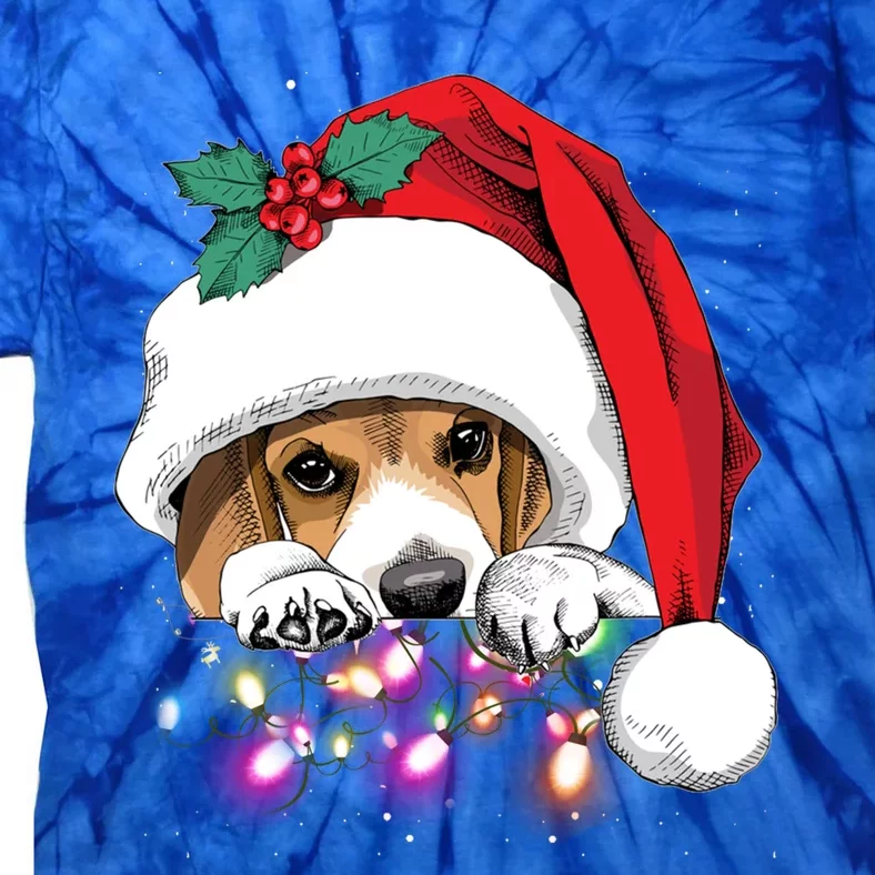 Christmas Lights Beagle Funny Dog Xmas Cool Gift Tie-Dye T-Shirt