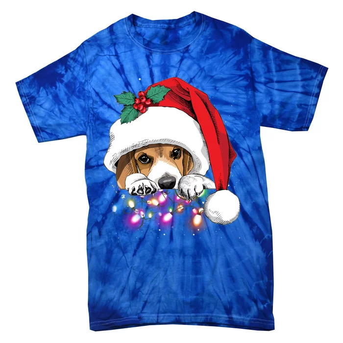 Christmas Lights Beagle Funny Dog Xmas Cool Gift Tie-Dye T-Shirt