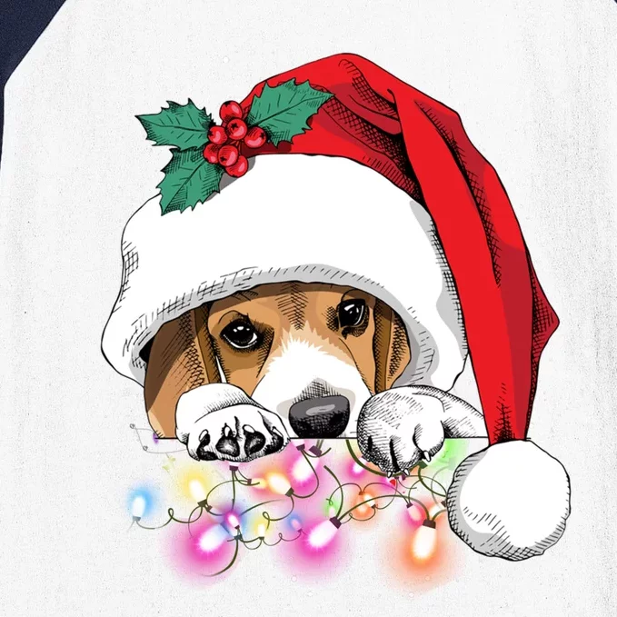 Christmas Lights Beagle Funny Dog Xmas Cool Gift Baseball Sleeve Shirt