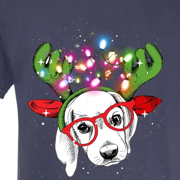 Christmas Lights Beagle Funny Xmas Funny Gift Garment-Dyed Heavyweight T-Shirt