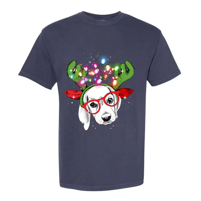 Christmas Lights Beagle Funny Xmas Funny Gift Garment-Dyed Heavyweight T-Shirt