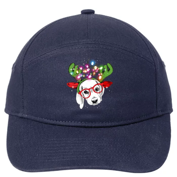 Christmas Lights Beagle Funny Xmas Funny Gift 7-Panel Snapback Hat