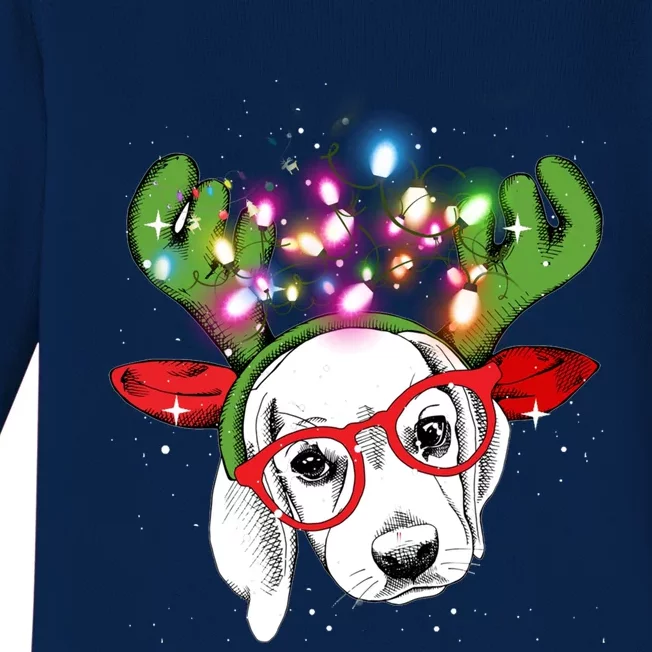 Christmas Lights Beagle Funny Xmas Funny Gift Baby Long Sleeve Bodysuit