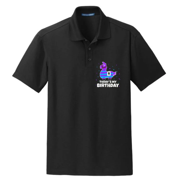 Cute Llama Birthday Party Celebration Dry Zone Grid Performance Polo