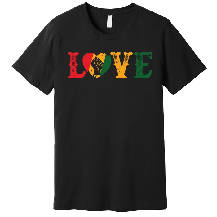 Cute LOVE Black History Month Strong African Girl Premium T-Shirt