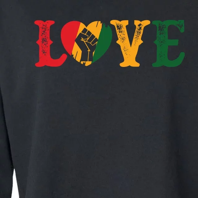 Cute LOVE Black History Month Strong African Girl Cropped Pullover Crew