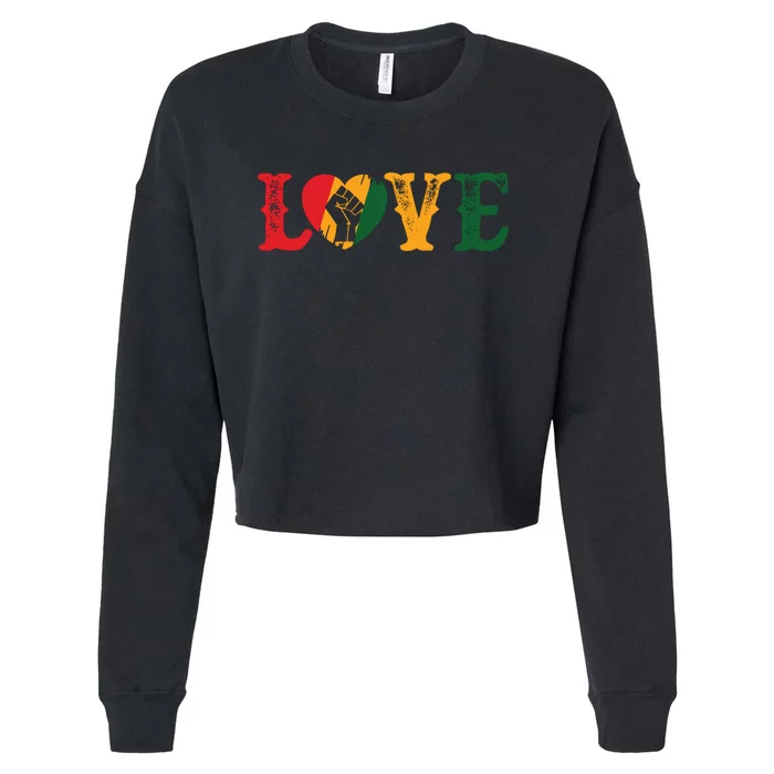 Cute LOVE Black History Month Strong African Girl Cropped Pullover Crew