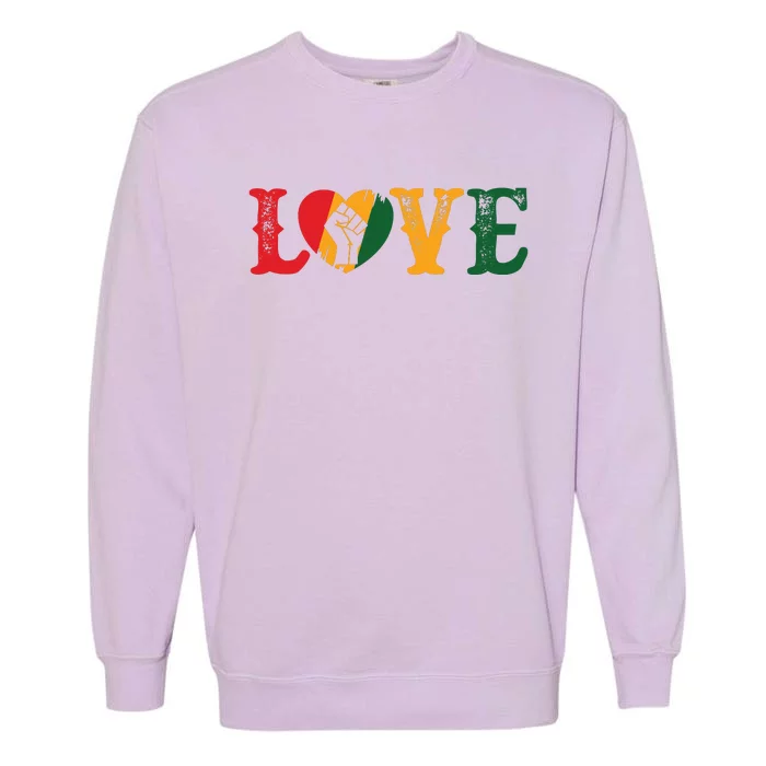 Cute LOVE Black History Month Strong African Girl Garment-Dyed Sweatshirt