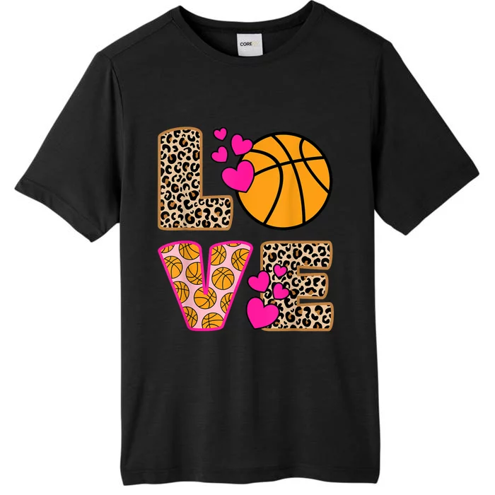 Cute Love Basketball Leopard Print Women Girls Basketball ChromaSoft Performance T-Shirt