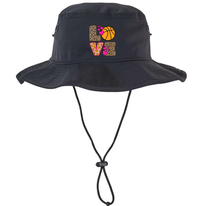 Cute Love Basketball Leopard Print Women Girls Basketball Legacy Cool Fit Booney Bucket Hat