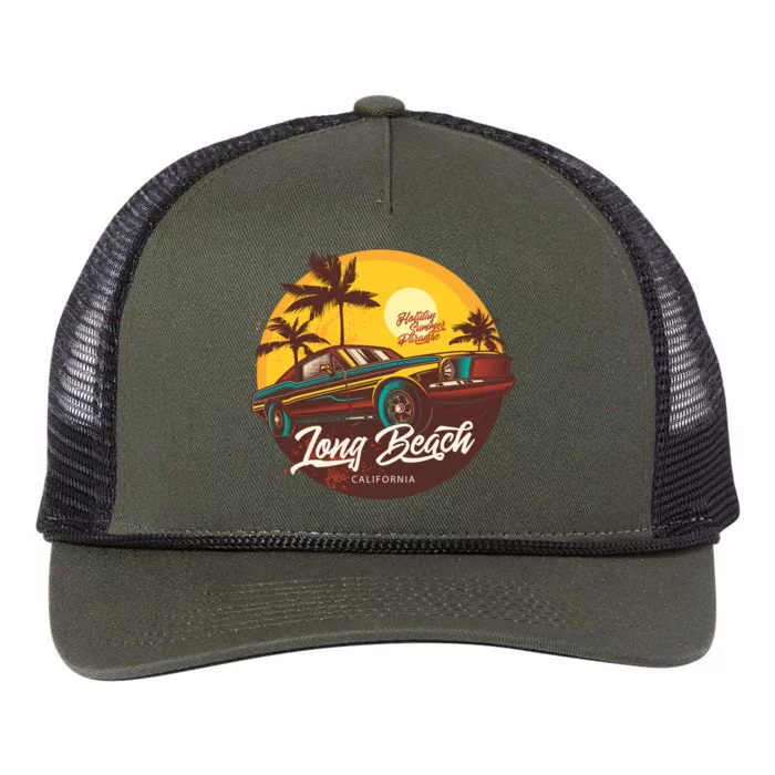 California Long Beach Retro Rope Trucker Hat Cap