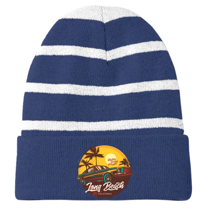 California Long Beach Striped Beanie with Solid Band