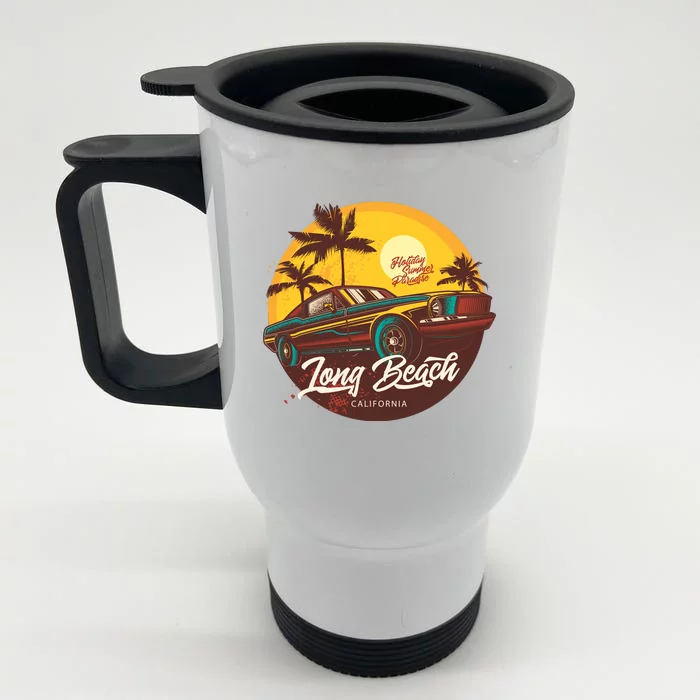 California Long Beach Front & Back Stainless Steel Travel Mug