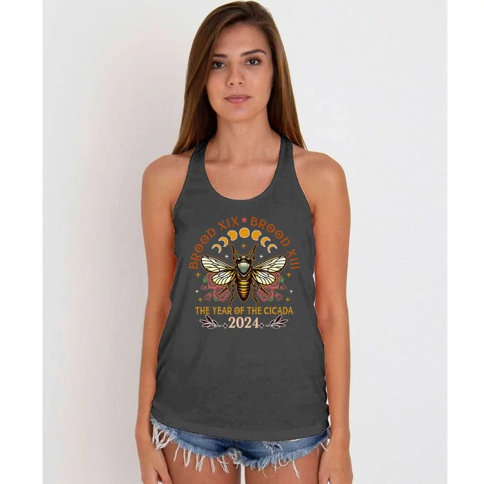 Cicada Lover Brood Xix Brood Xiii Year Of The Cicada 2024 Women's Knotted Racerback Tank