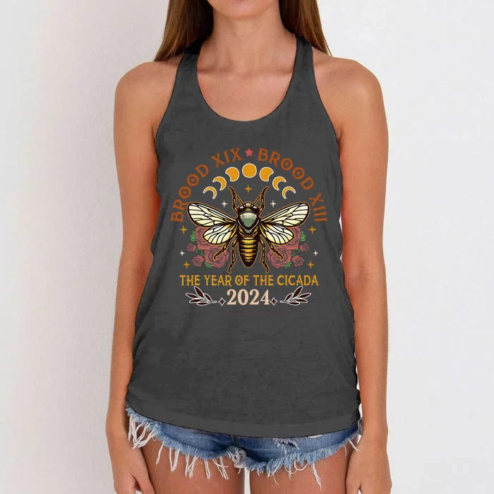 Cicada Lover Brood Xix Brood Xiii Year Of The Cicada 2024 Women's Knotted Racerback Tank