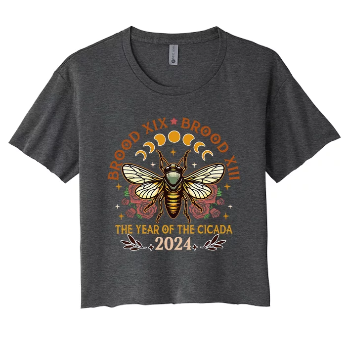 Cicada Lover Brood Xix Brood Xiii Year Of The Cicada 2024 Women's Crop Top Tee