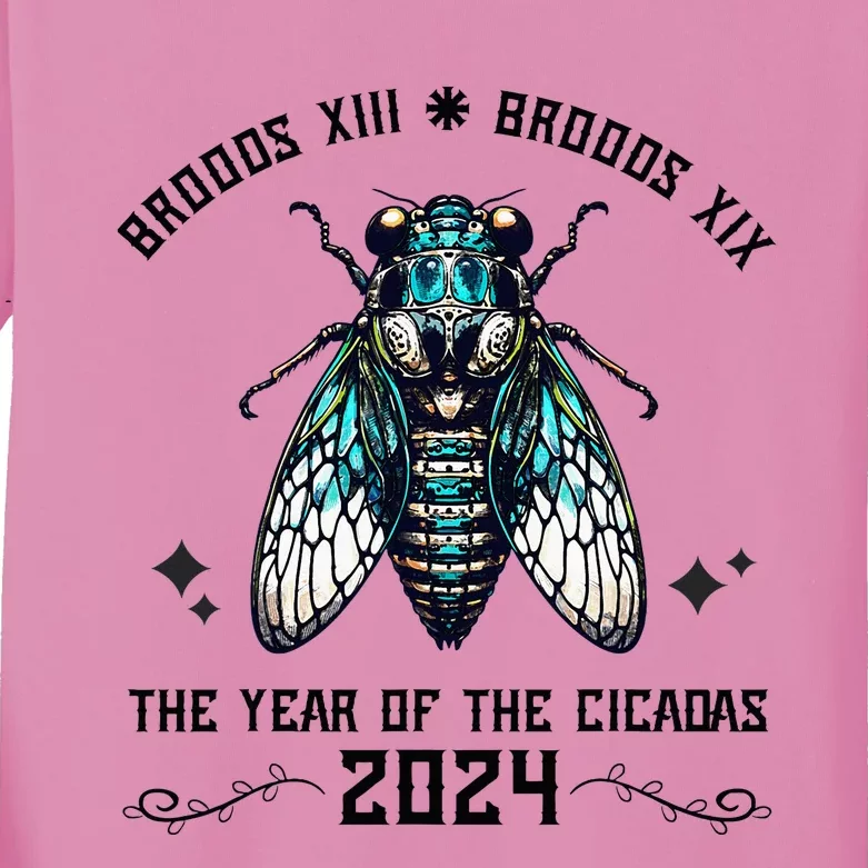 Cicada Lover Brood Xix Brood Xiii Year Of The Cicada 2024 Kids Long Sleeve Shirt