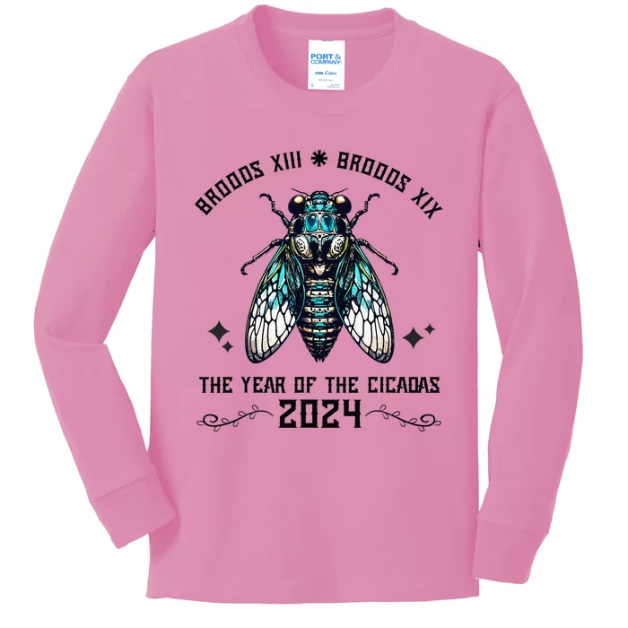 Cicada Lover Brood Xix Brood Xiii Year Of The Cicada 2024 Kids Long Sleeve Shirt