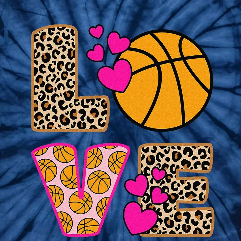 Cute Love Basketball Leopard Print Women Girl Basketball Tie-Dye T-Shirt