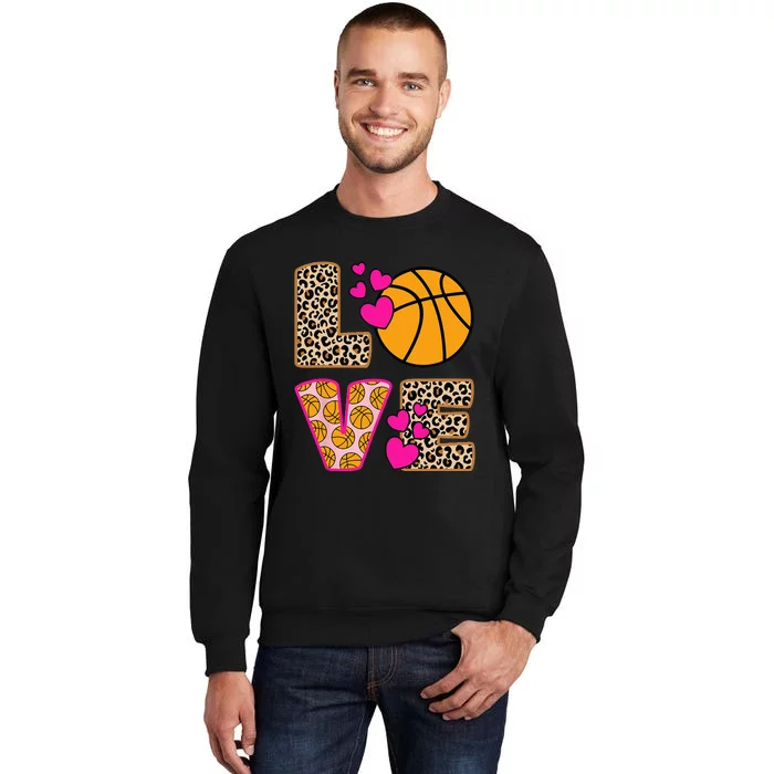 Cute Love Basketball Leopard Print Women Basketball Sweatshirt