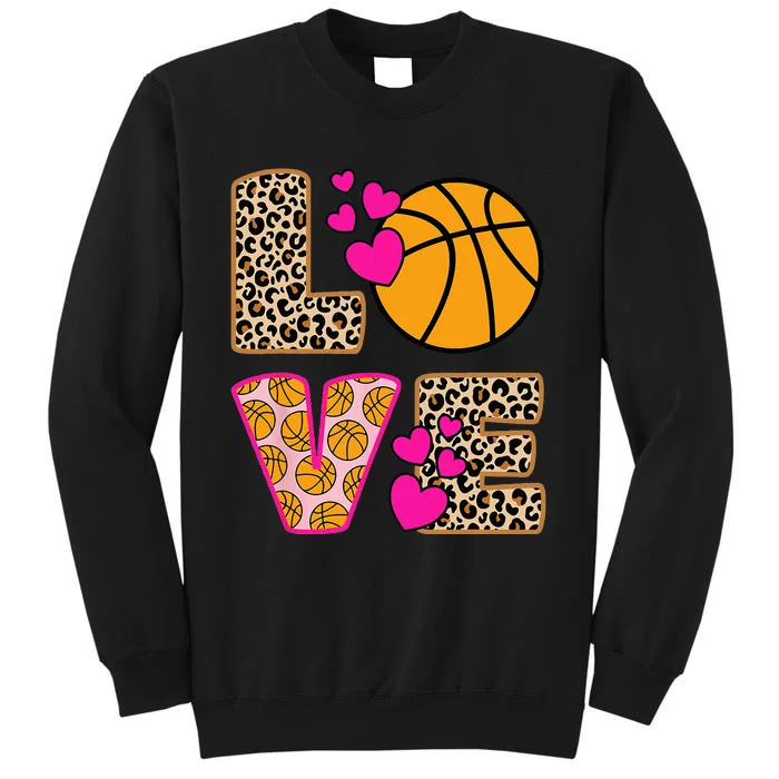 Cute Love Basketball Leopard Print Women Basketball Sweatshirt