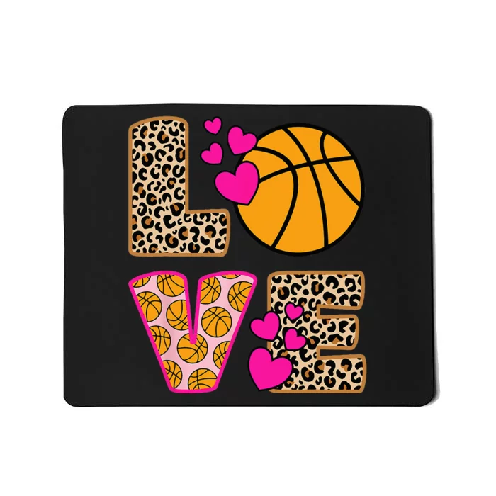 Cute Love Basketball Leopard Print Women Basketball Mousepad