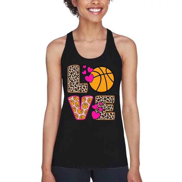 Cute Love Basketball Leopard Print Women Basketball Women's Racerback Tank