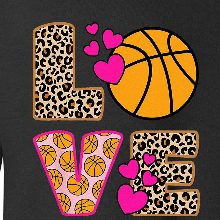 Cute Love Basketball Leopard Print Women Basketball Toddler Sweatshirt