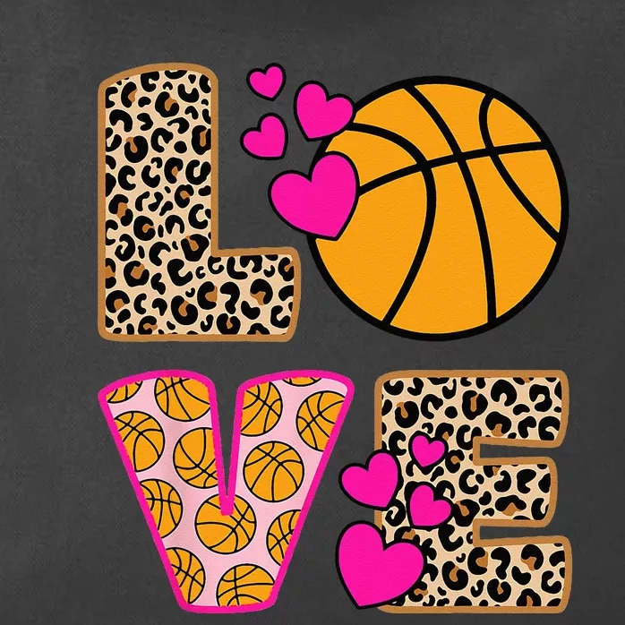 Cute Love Basketball Leopard Print Women Basketball Zip Tote Bag