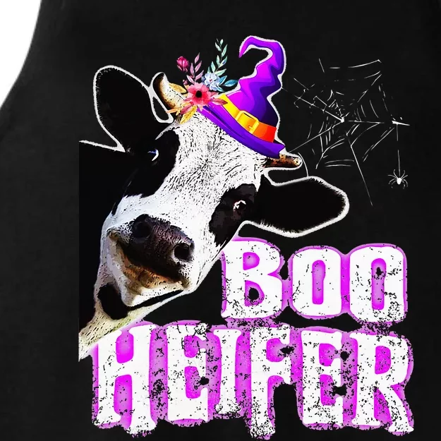 Cow Lover Boo Heifer Funny Halloween Farmer Gift Ladies Tri-Blend Wicking Tank