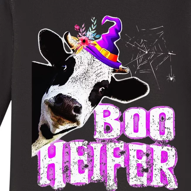 Cow Lover Boo Heifer Funny Halloween Farmer Gift Baby Long Sleeve Bodysuit