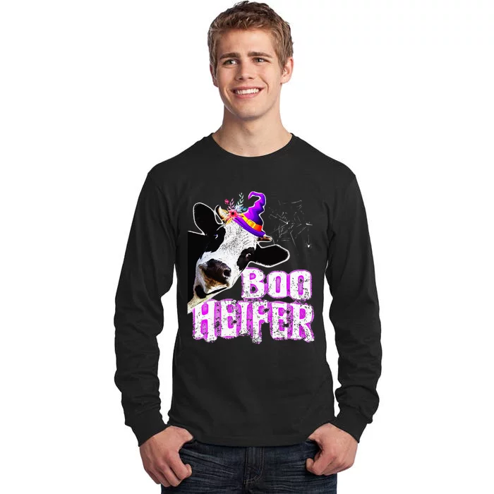 Cow Lover Boo Heifer Funny Halloween Farmer Gift Tall Long Sleeve T-Shirt