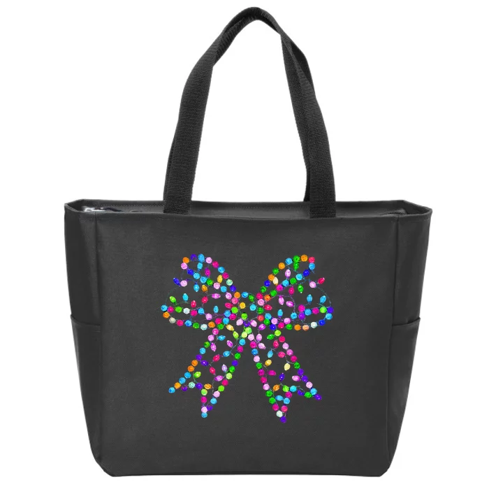 Christmas Lights Bow Coquette Holiday For Women Zip Tote Bag