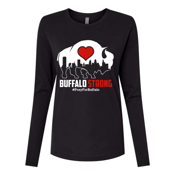 Choose Love Buffalo Strong Pray For Buffalo Womens Cotton Relaxed Long Sleeve T-Shirt