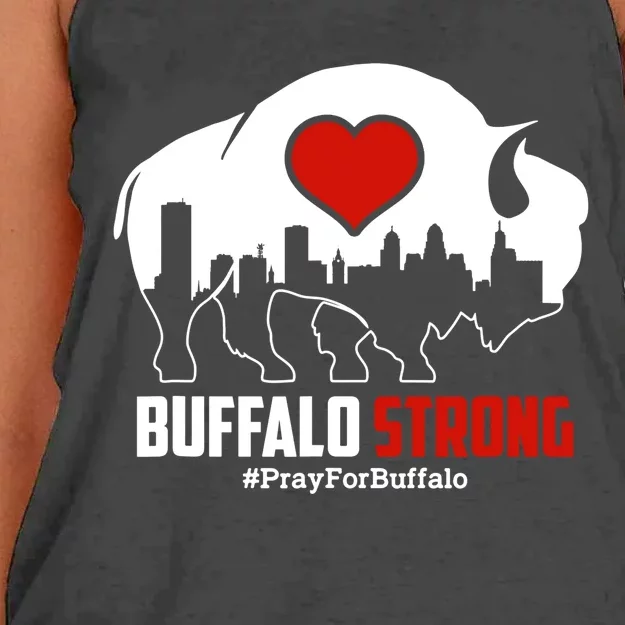 Choose Love Buffalo Strong Pray For Buffalo Women's Knotted Racerback Tank