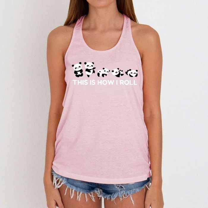 Cute Little Bear Panda Design This Is How I Roll Women's Knotted Racerback Tank