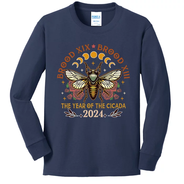 Cicada Lover Brood Xix Brood Xiii Year Of The Cicada 2024 Kids Long Sleeve Shirt