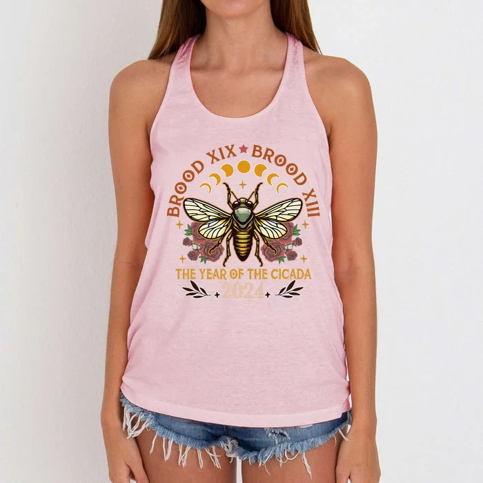 Cicada Lover Brood Xix Brood Xiii Year Of The Cicada 2024 Women's Knotted Racerback Tank