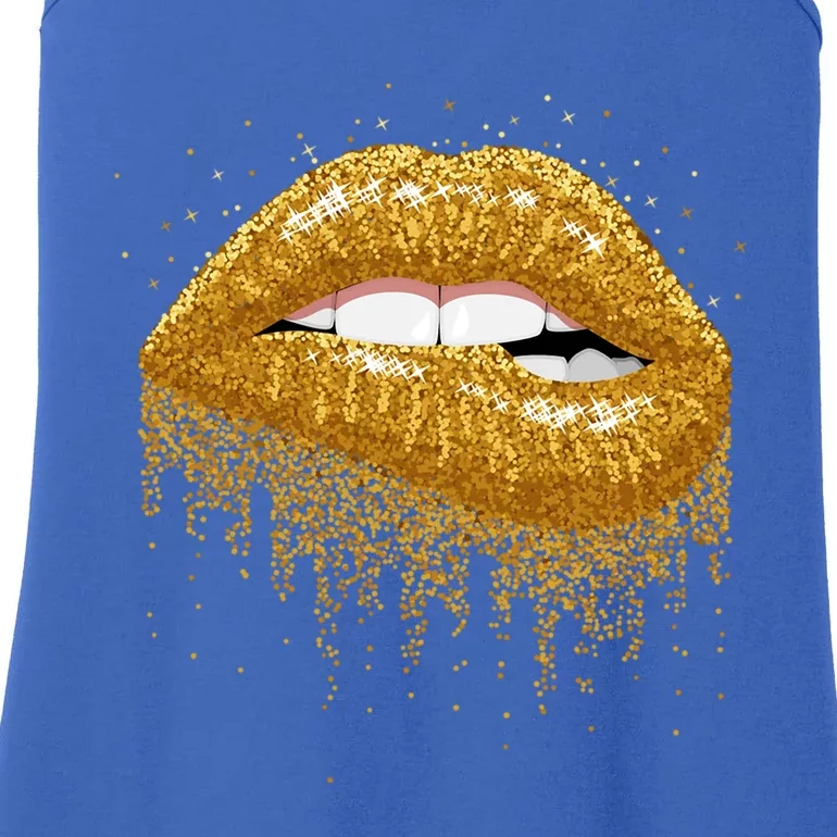 Cool Lips Bite Me Gold Sexy Lips Gift Ladies Essential Tank