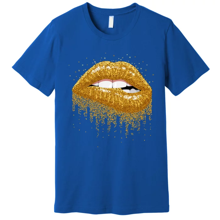 Cool Lips Bite Me Gold Sexy Lips Gift Premium T-Shirt