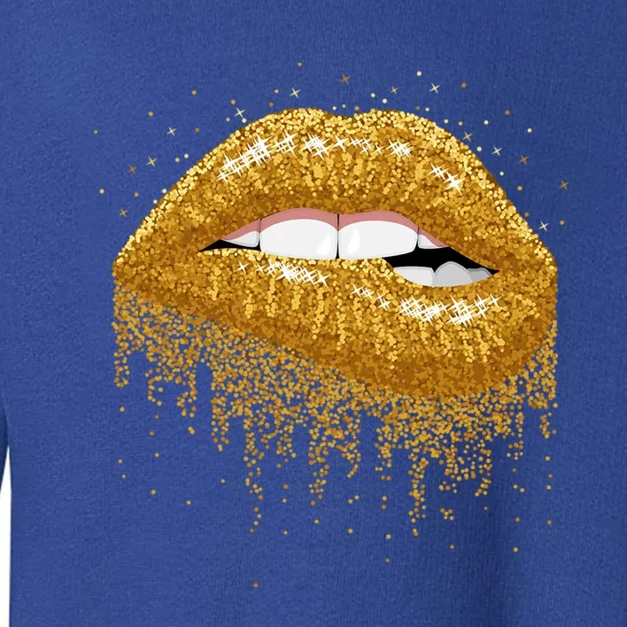 Cool Lips Bite Me Gold Sexy Lips Gift Toddler Sweatshirt