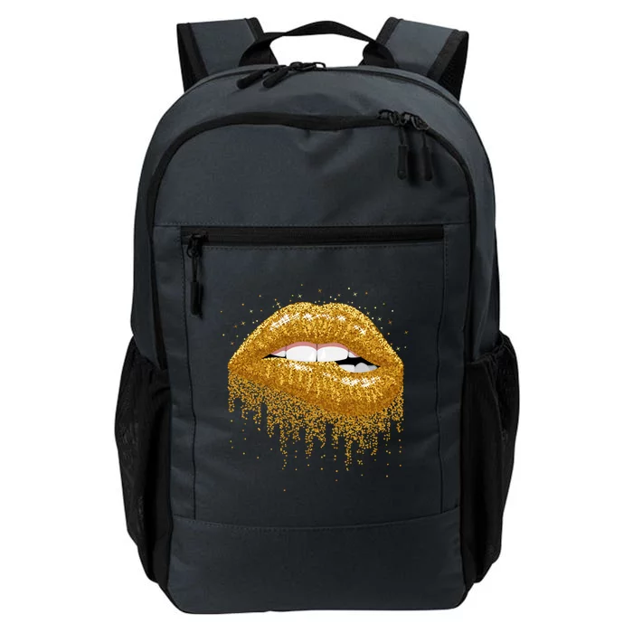 Cool Lips Bite Me Gold Sexy Lips Gift Daily Commute Backpack