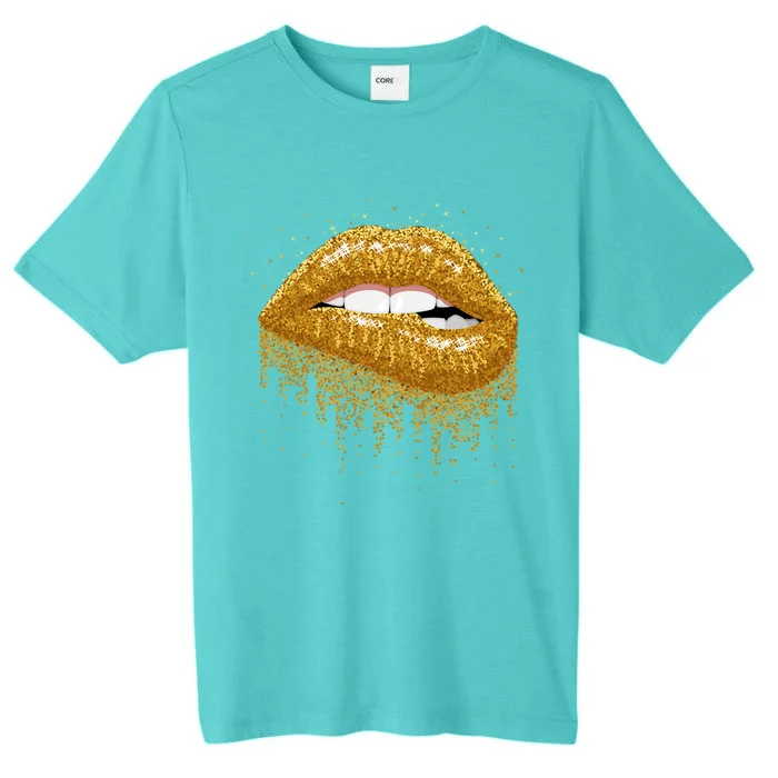 Cool Lips Bite Me Gold Sexy Lips Gift ChromaSoft Performance T-Shirt