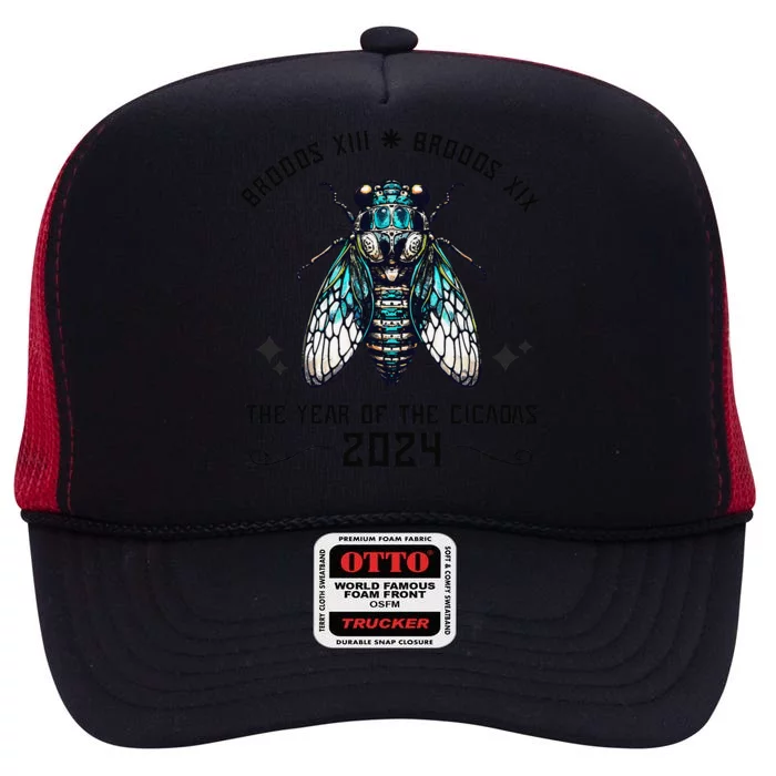 Cicada Lover Brood Xix Brood Xiii Year Of The Cicada 2024 High Crown Mesh Trucker Hat